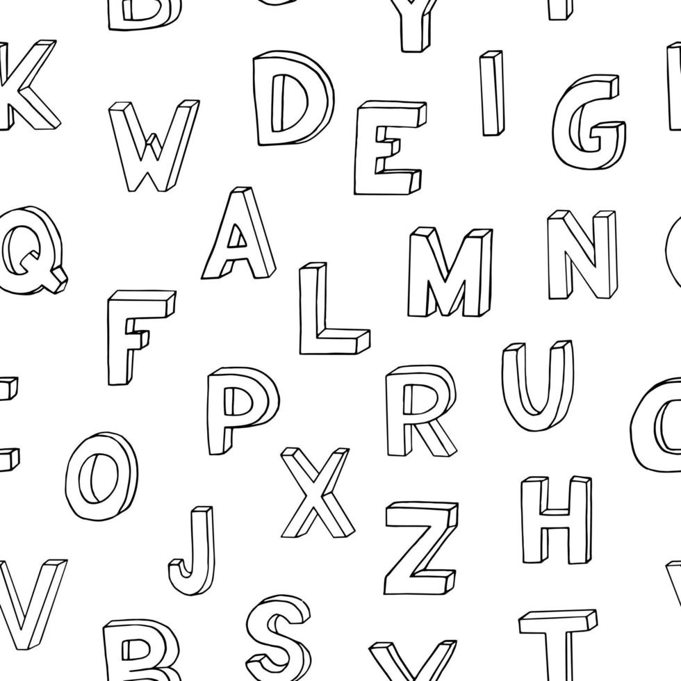 inglese alfabeto bambini senza soluzione di continuità modello mano disegnato. vettore. lettere, scritto font vettore