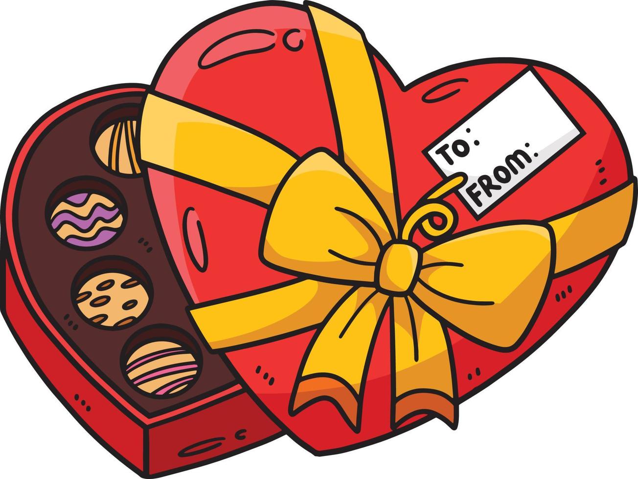cuore cioccolatini scatola cartone animato colorato clipart vettore