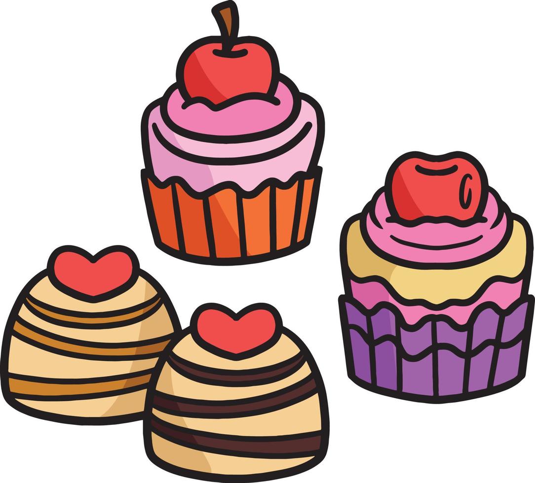 cupcakes cartone animato colorato clipart illustrazione vettore