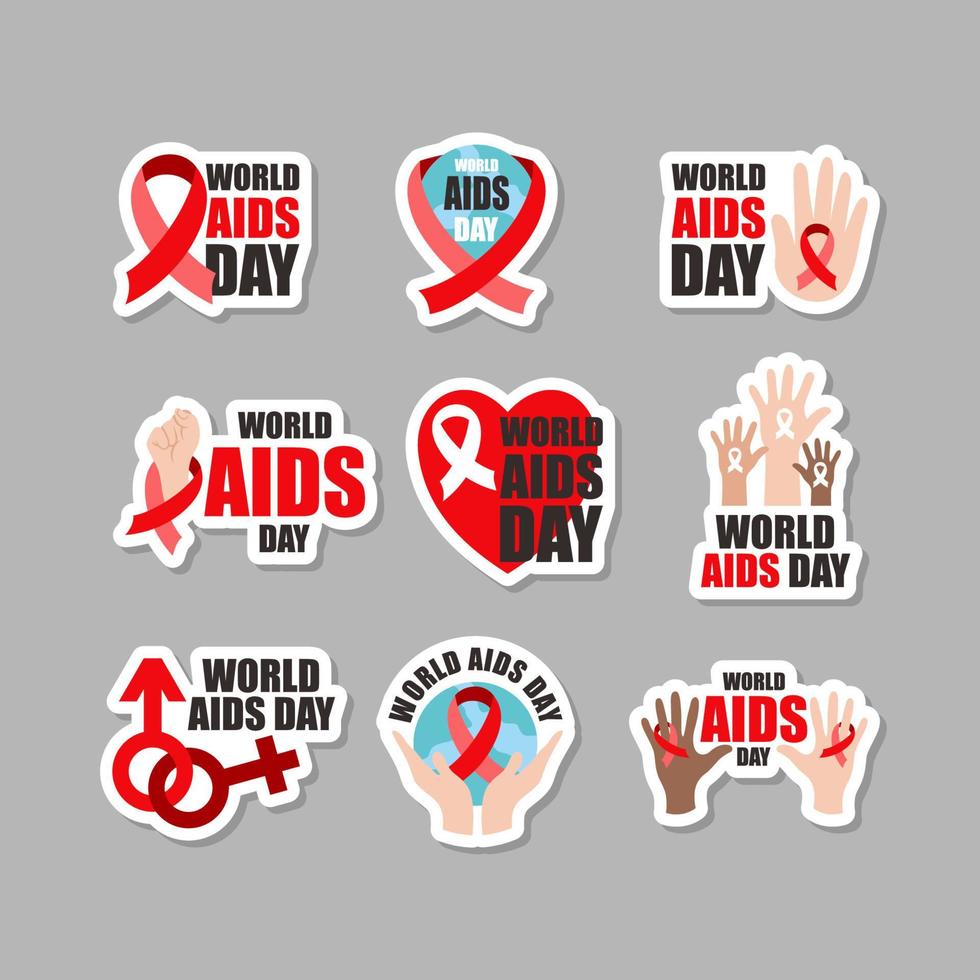 mondo AIDS giorno sopravvissuto supporto etichetta collezione vettore