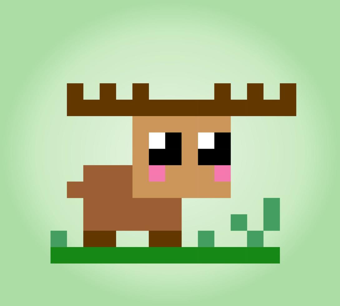 Cervo a 8 bit. animali per giochi di risorse nelle illustrazioni vettoriali. schema punto croce. vettore