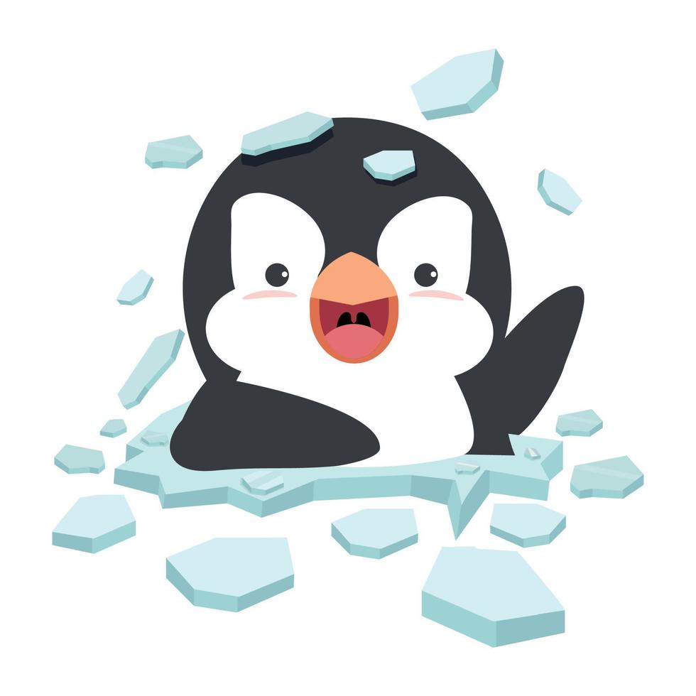 Grasso pinguino su ghiaccio floe vettore