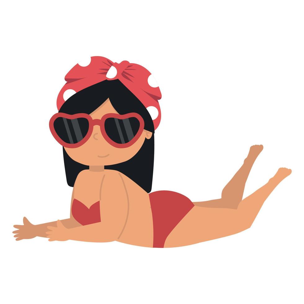 carino poco ragazza con bikini cartone animato vettore