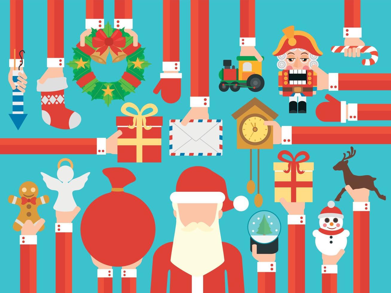 contento nuovo anno concetto design piatto con Santa Claus vettore