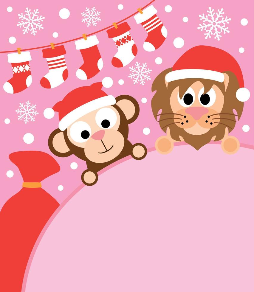 nuovo anno sfondo carta con scimmia e Leone vettore