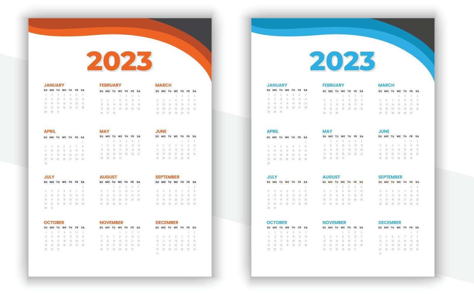 2023 parete calendario design vettore