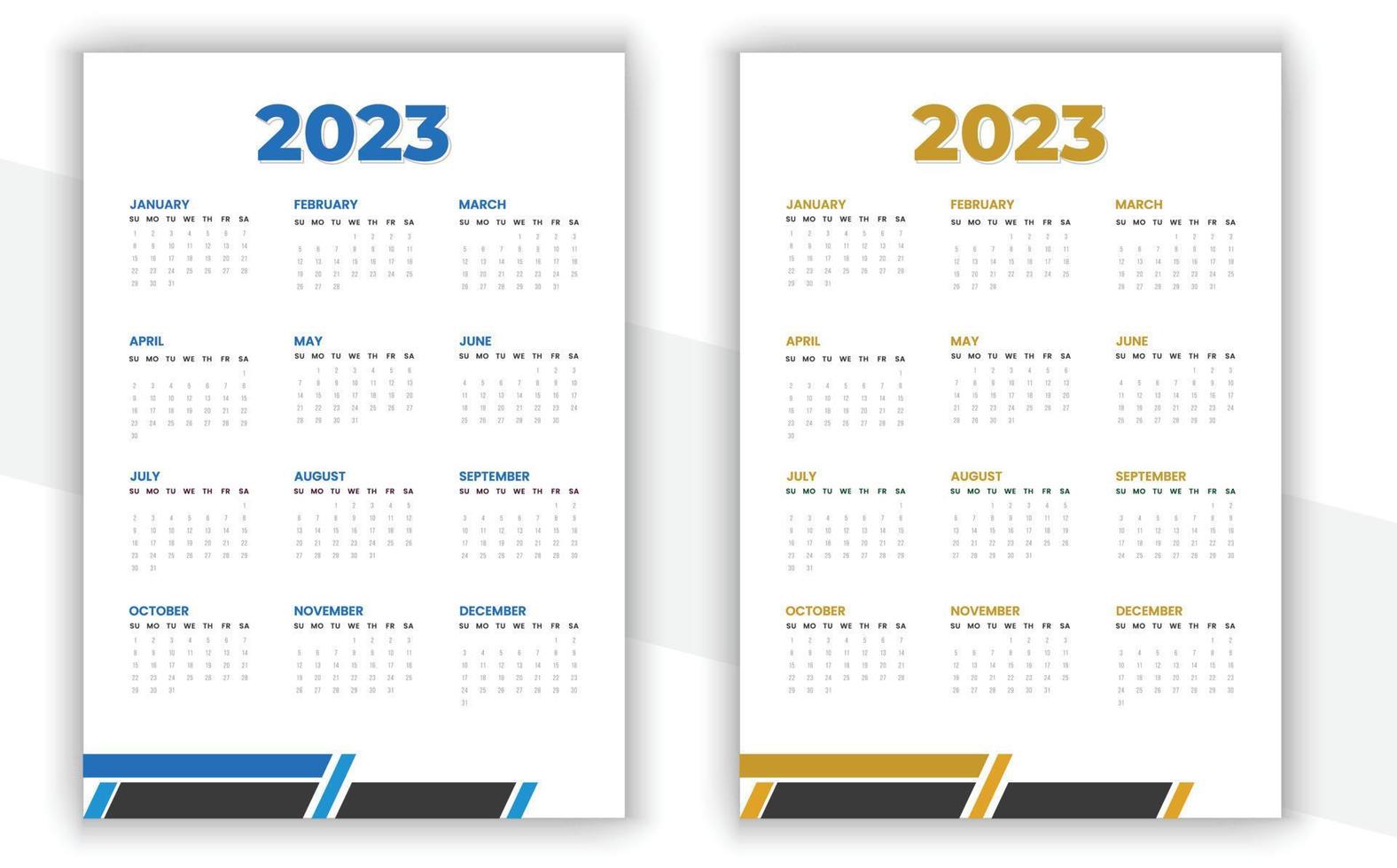 2023 parete calendario design vettore