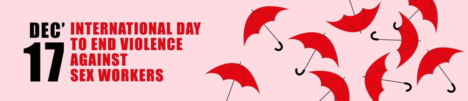 bandiera con rosso ombrello. protesta contro molestie. internazionale giorno contro violenza contro sesso lavoratori. vettore
