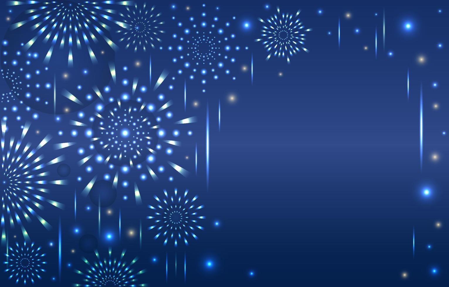 bellissimo fuochi d'artificio con blu notte cielo sfondo vettore