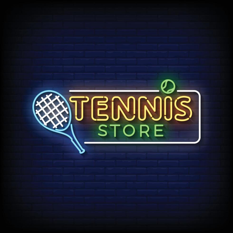 neon cartello tennis memorizzare con mattone parete sfondo vettore