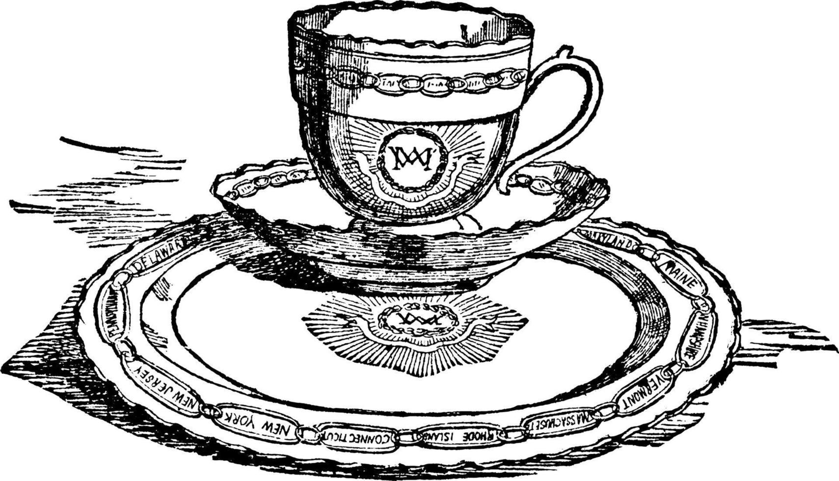 martha di Washington tazza da tè, Vintage ▾ illustrazione. vettore