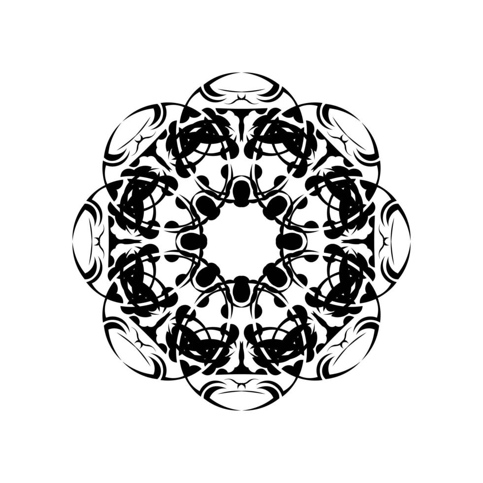 mandala tonda. motivo orientale in bianco e nero. motivo etnico. colorazione. modello di tatuaggio, ornamento all'henné. vettore psichedelico.