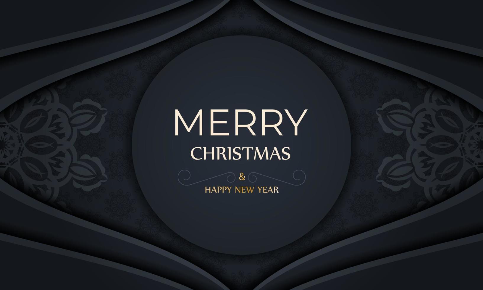 festivo opuscolo allegro Natale e contento nuovo anno nel buio blu con lusso blu ornamenti vettore