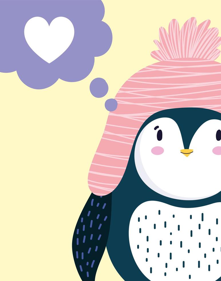 pinguino cappello invernale uccello antartico vettore