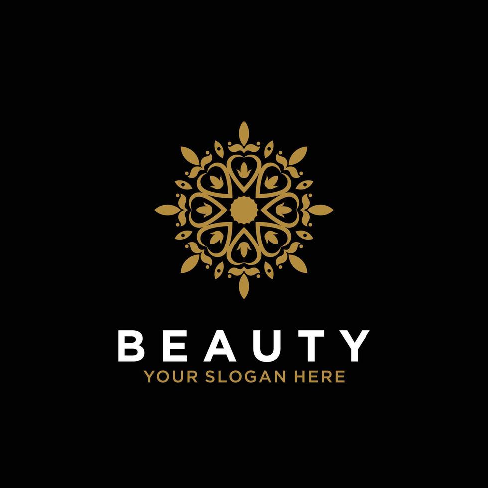 lusso mandala linea design arte bellezza oro fiore astratto vettore logo