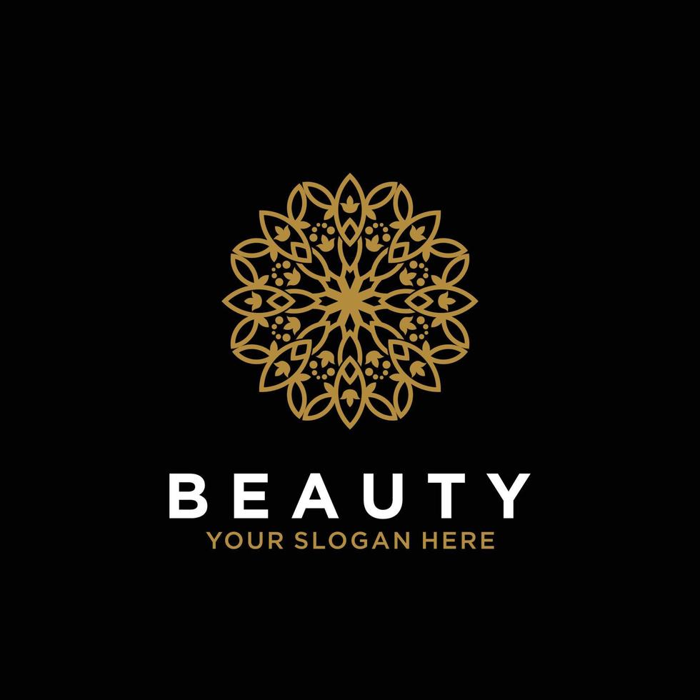 lusso mandala linea design arte bellezza oro fiore astratto vettore logo