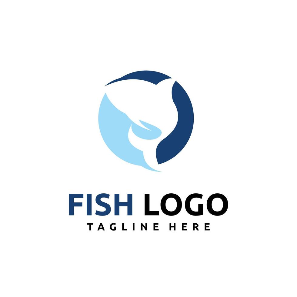 pesce logo design per fresco frutti di mare o attività commerciale azienda logo vettore logo icona etichetta emblema