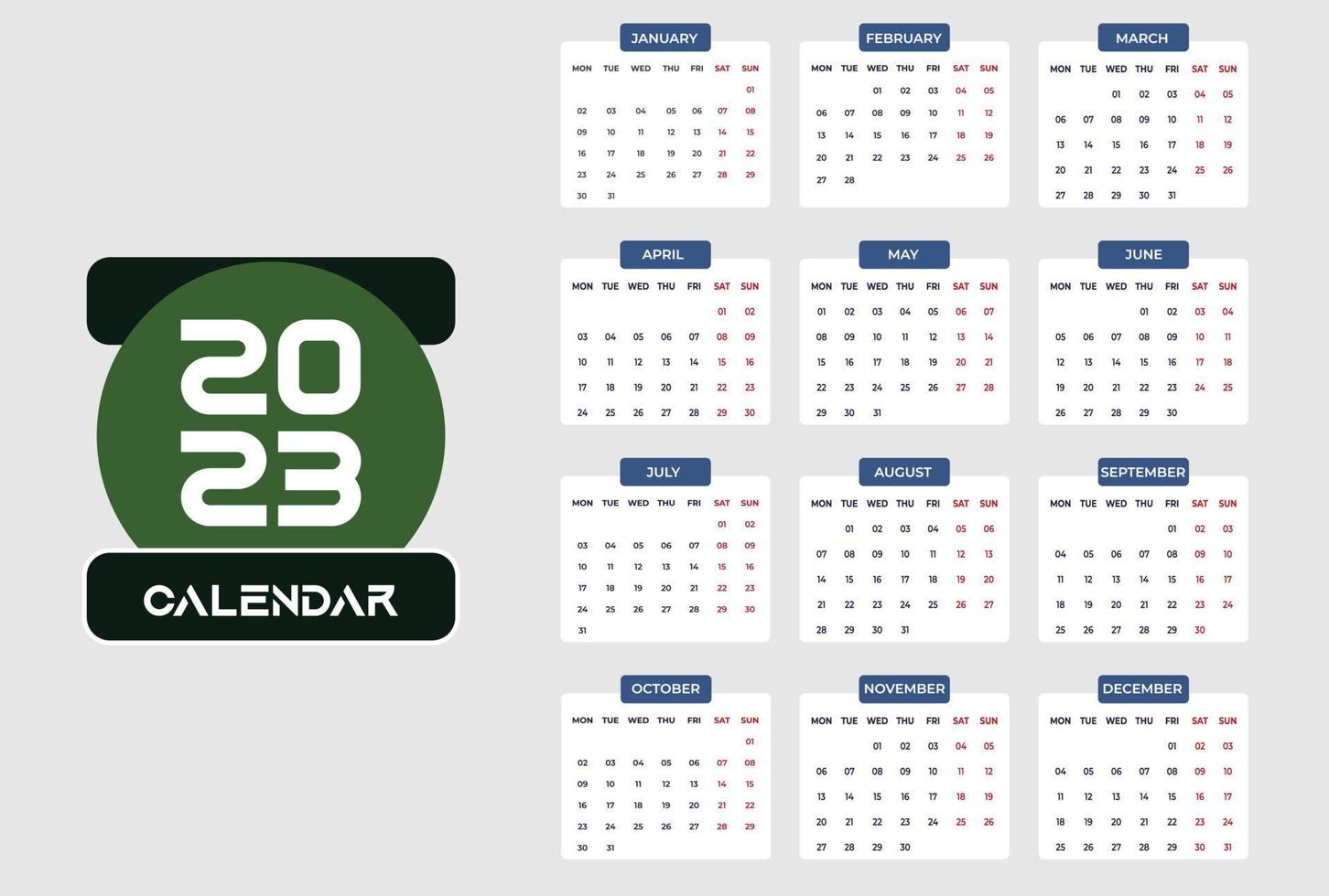 contento nuovo anno calendario di 2023 vettore