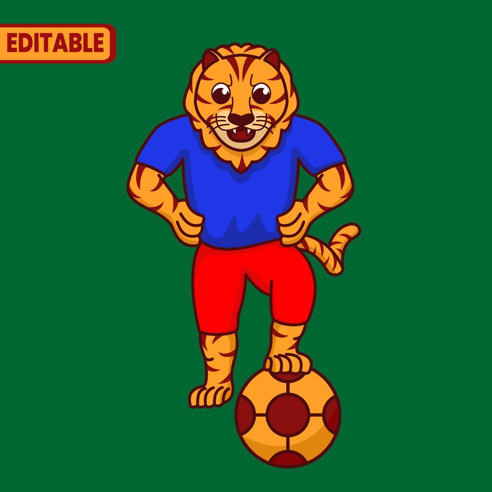 tigre illustrazione vettore, tigre giocando calcio, vettore