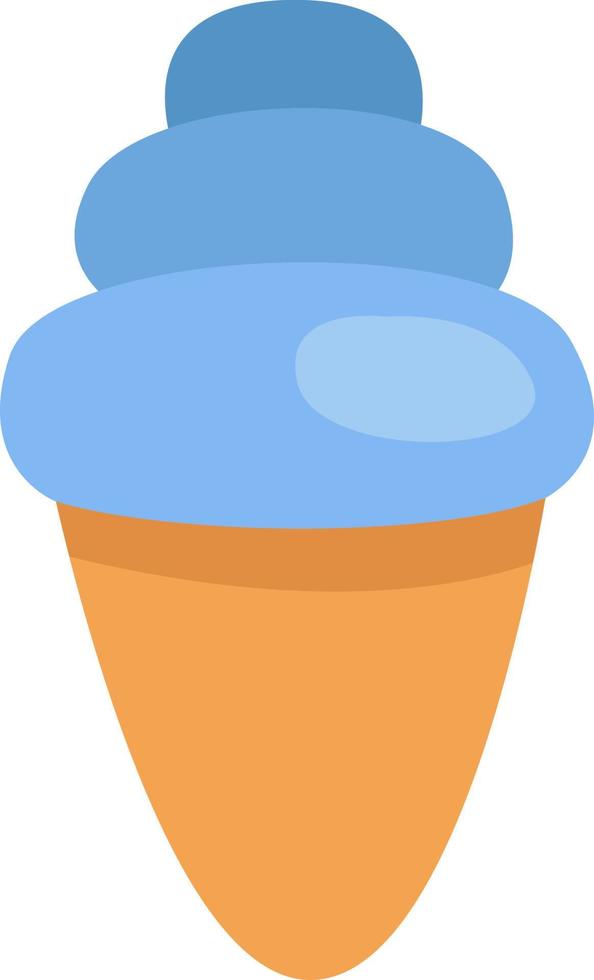 blu ghiaccio crema nel cono, illustrazione, vettore su un' bianca sfondo.