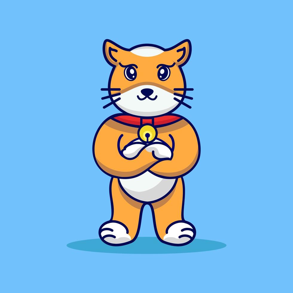 illustrazione dell'icona di vettore del fumetto del gatto sveglio