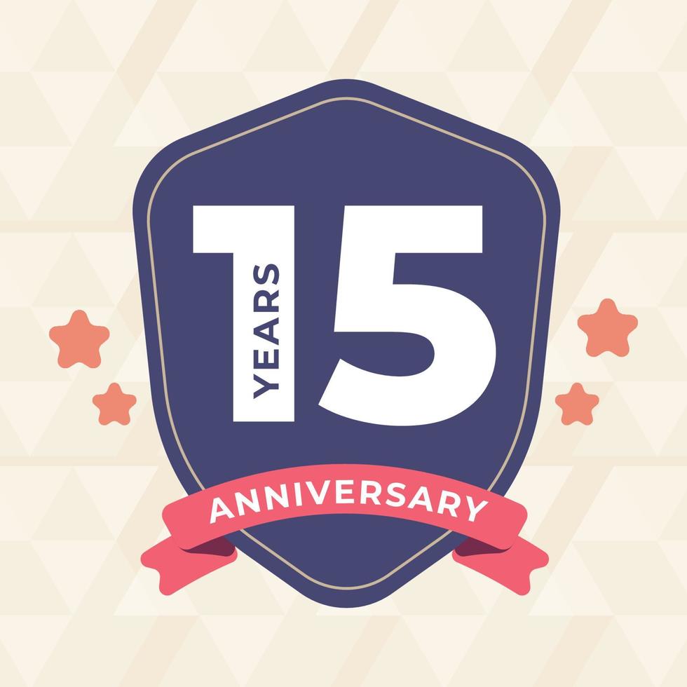 15 quindicesimo anniversario festeggiare icona logo etichetta vettore evento oro colore scudo