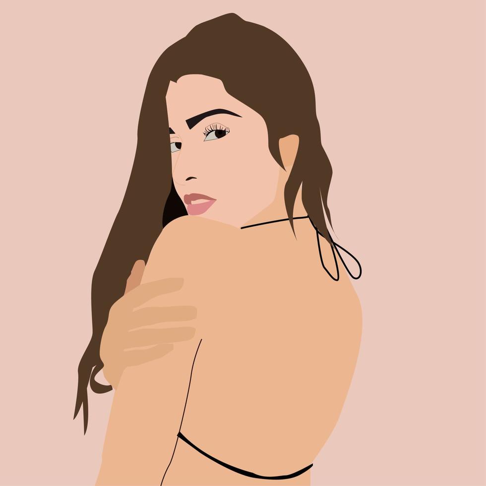 ragazza nel nuoto suite, illustrazione, vettore su bianca sfondo.