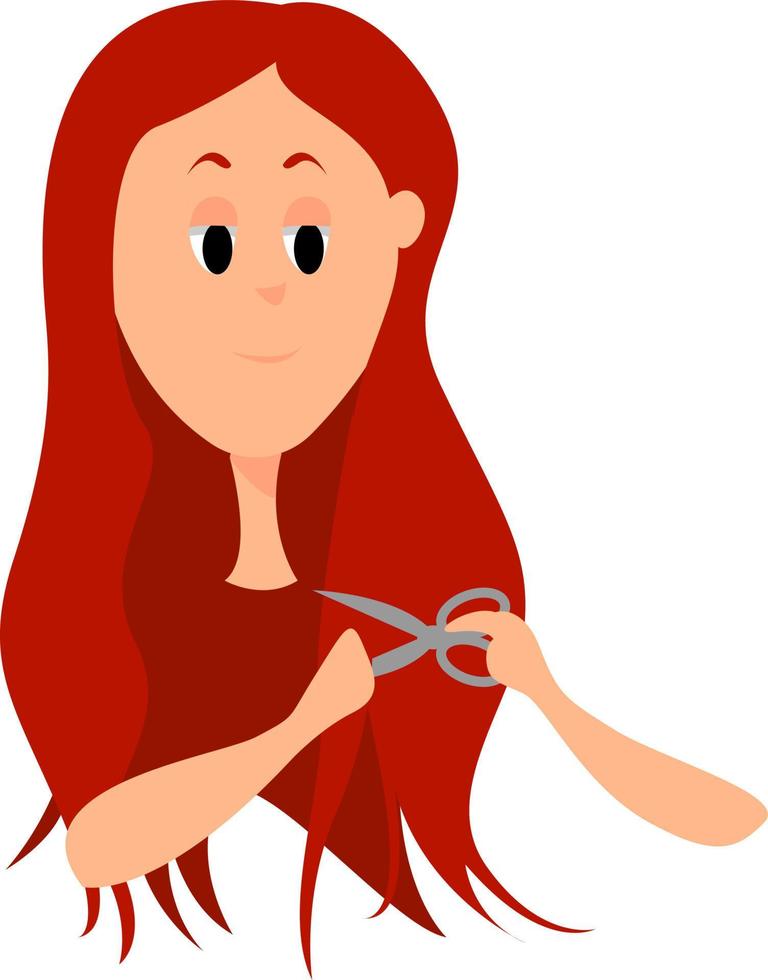 ragazza con rosso capelli, illustrazione, vettore su bianca sfondo.