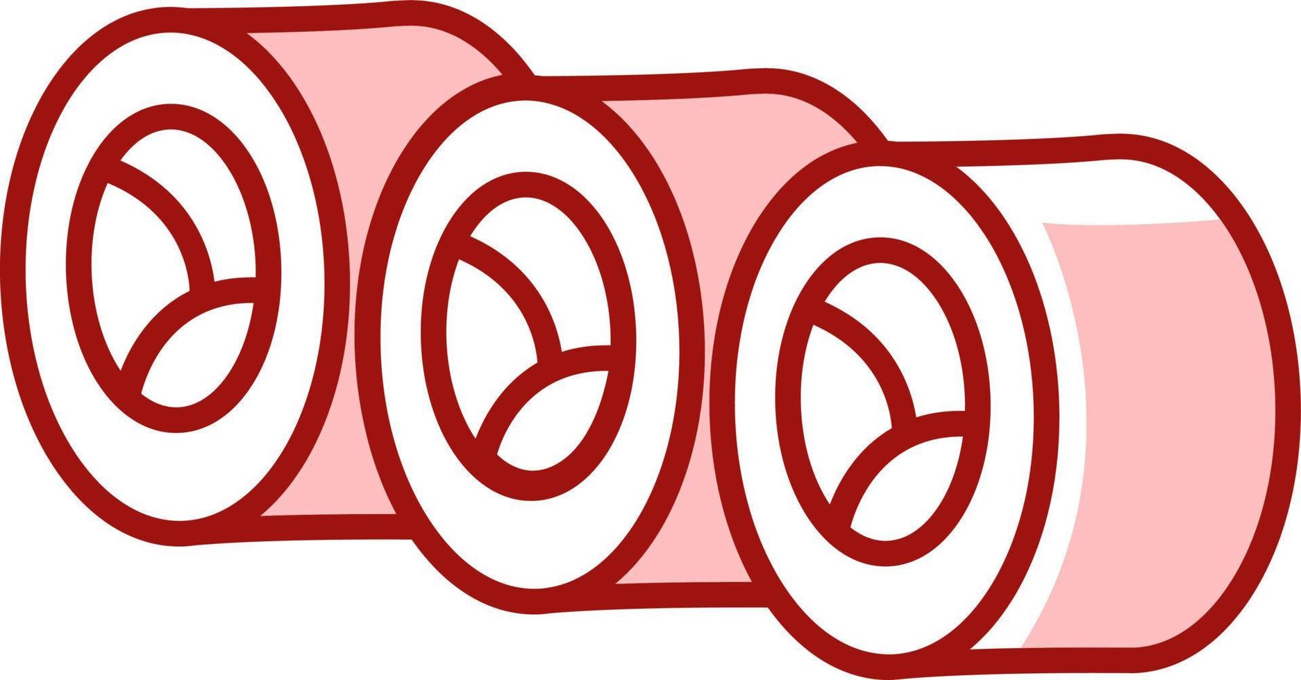 rosso Sushi rotoli, illustrazione, vettore su bianca sfondo.