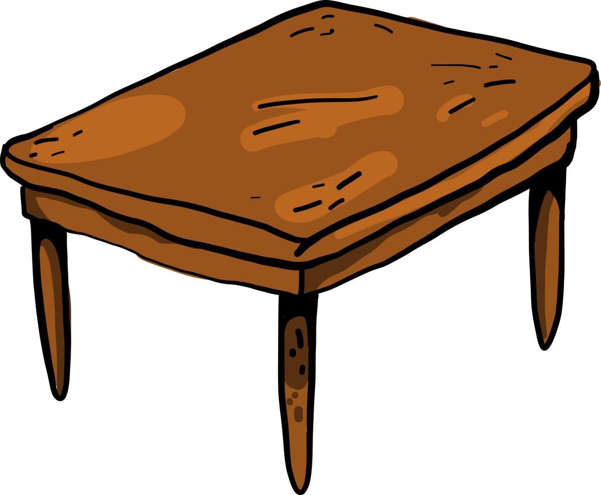 grande di legno tavolo, illustrazione, vettore su bianca sfondo