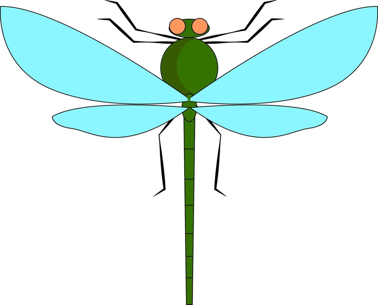 verde libellula, illustrazione, vettore su bianca sfondo.