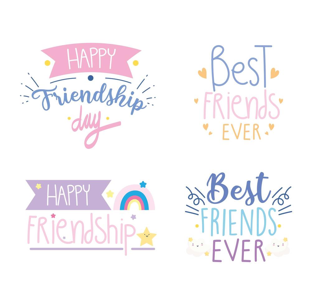 set di lettere del giorno dell'amicizia felice vettore