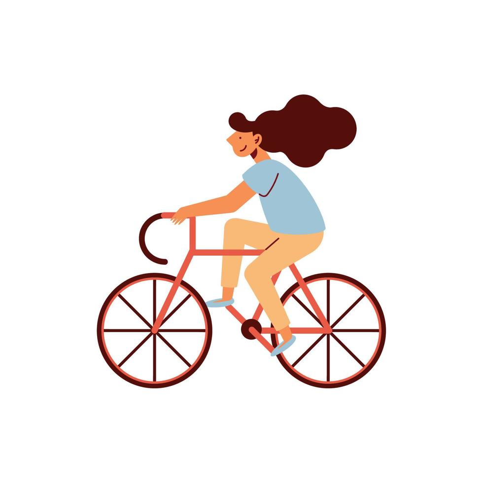 ciclisti donna equitazione bicicletta vettore