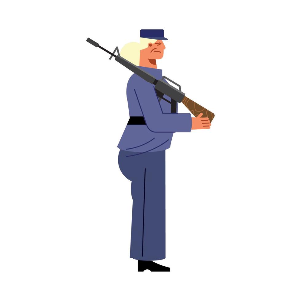 femmina militare veterano con fucile vettore