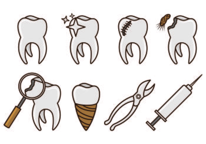 Set di icone di dentista vettore