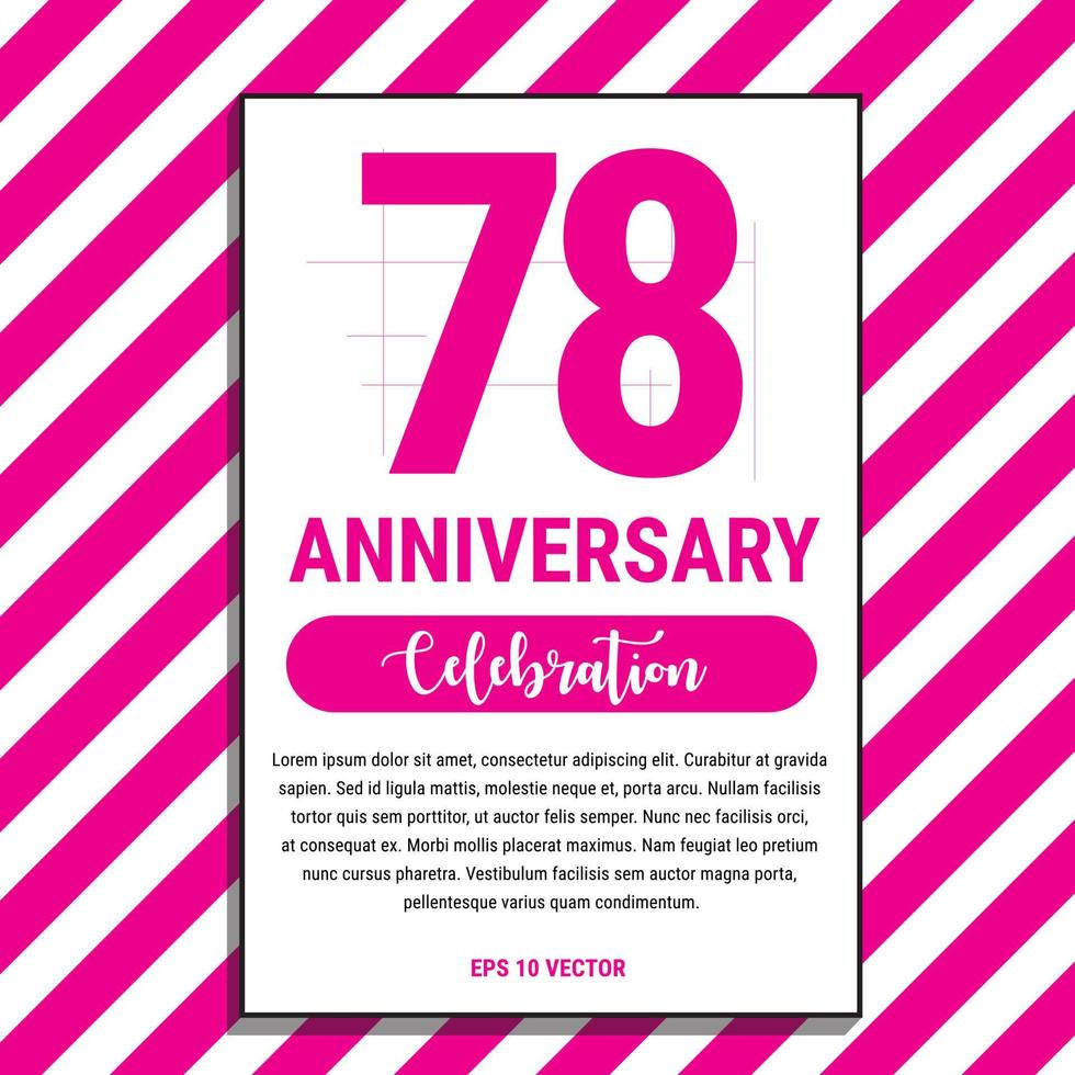 78 anno anniversario celebrazione disegno, su rosa banda sfondo vettore illustrazione. eps10 vettore