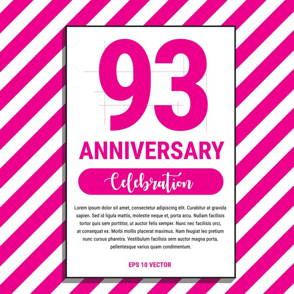 93 anno anniversario celebrazione disegno, su rosa banda sfondo vettore illustrazione. eps10 vettore