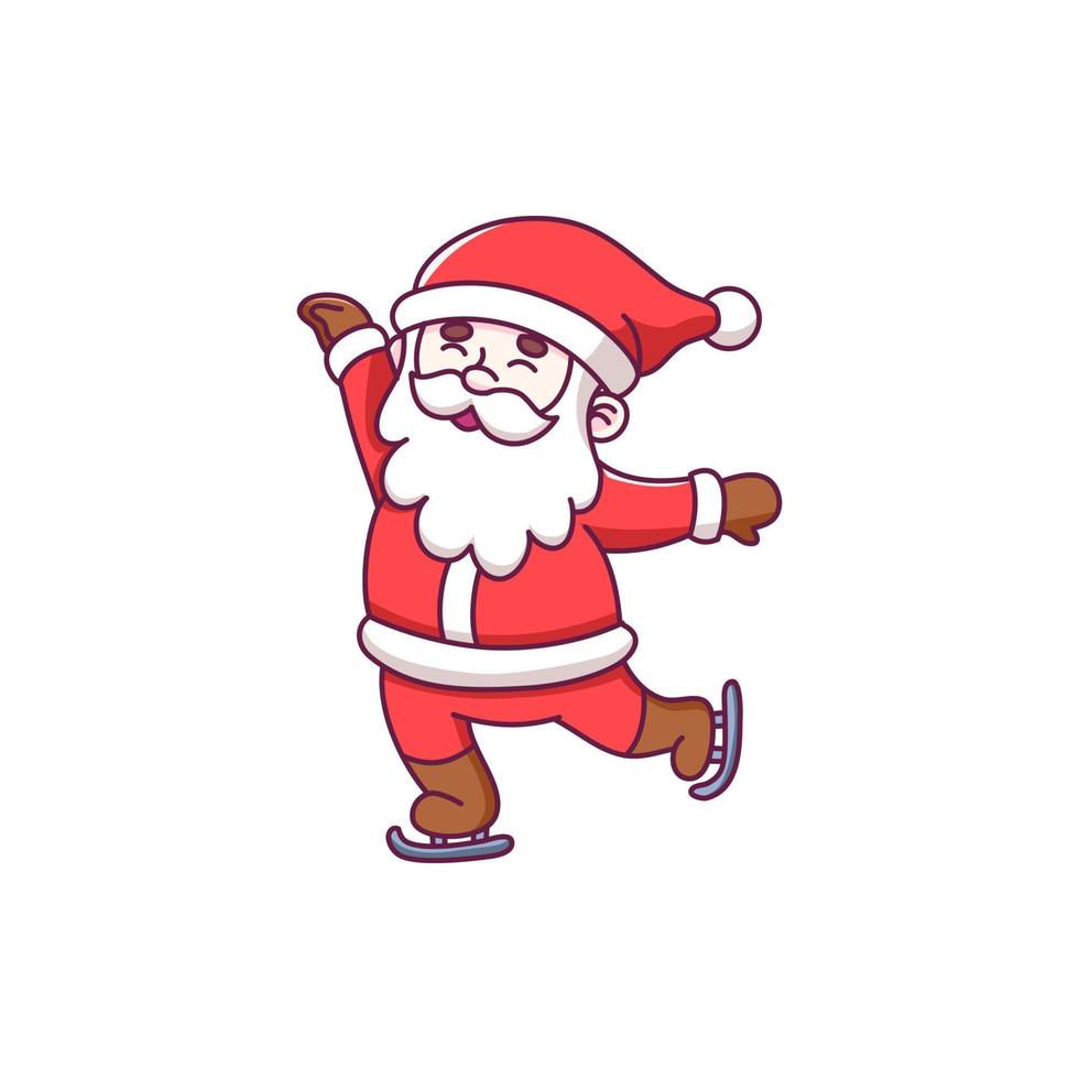 carino Santa Claus cartone animato personaggio ghiaccio pattinando vettore