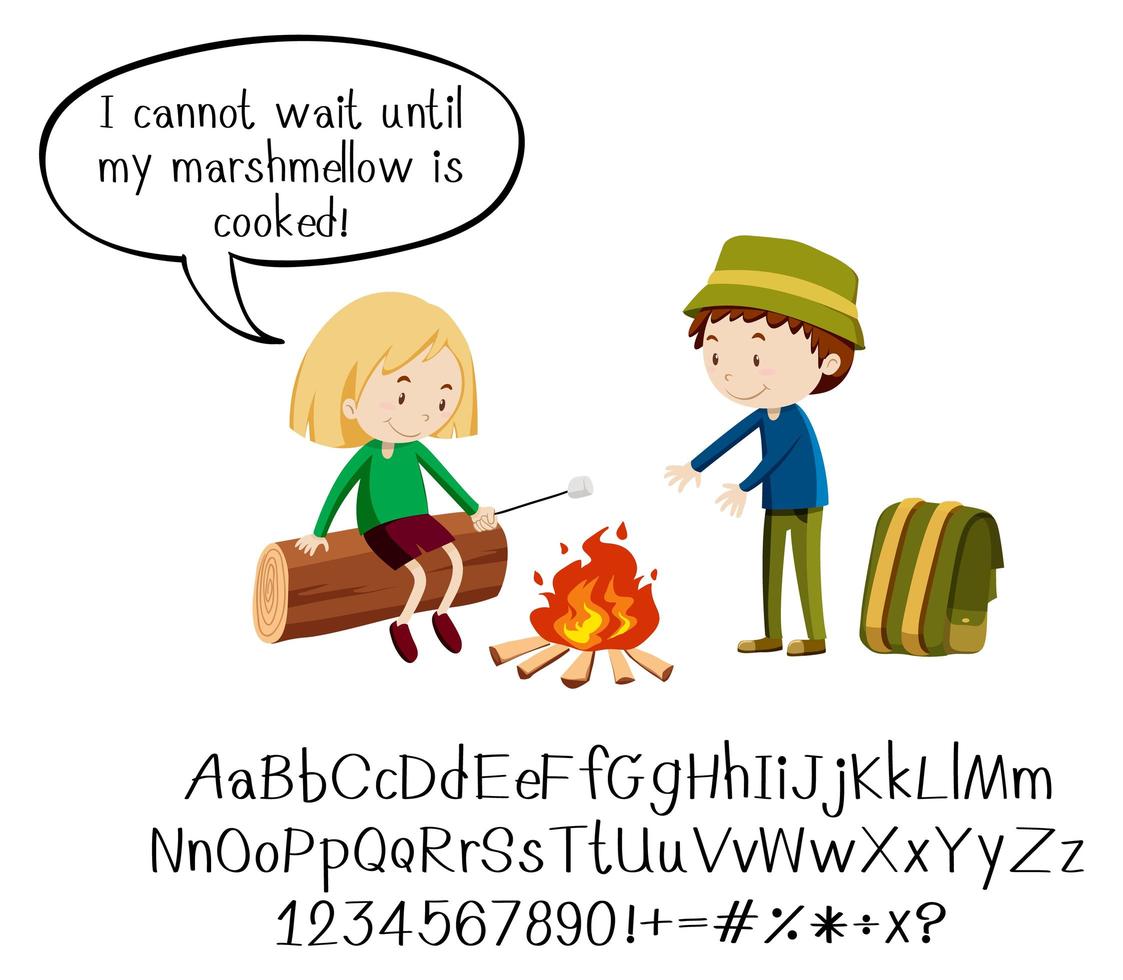 bambini al fuoco con alfabeto vettore