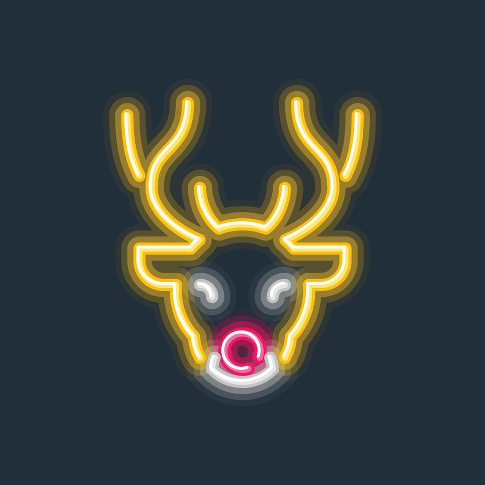 Rudolph il renna raggiante neon cartello difficile bordo pendenza vettore illustrazione