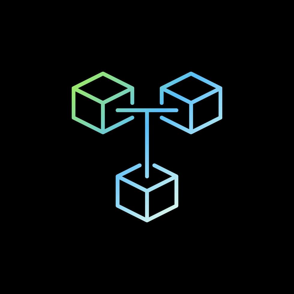 blockchain schema vettore colorato icona - tre collegato blocchi block-chain simbolo