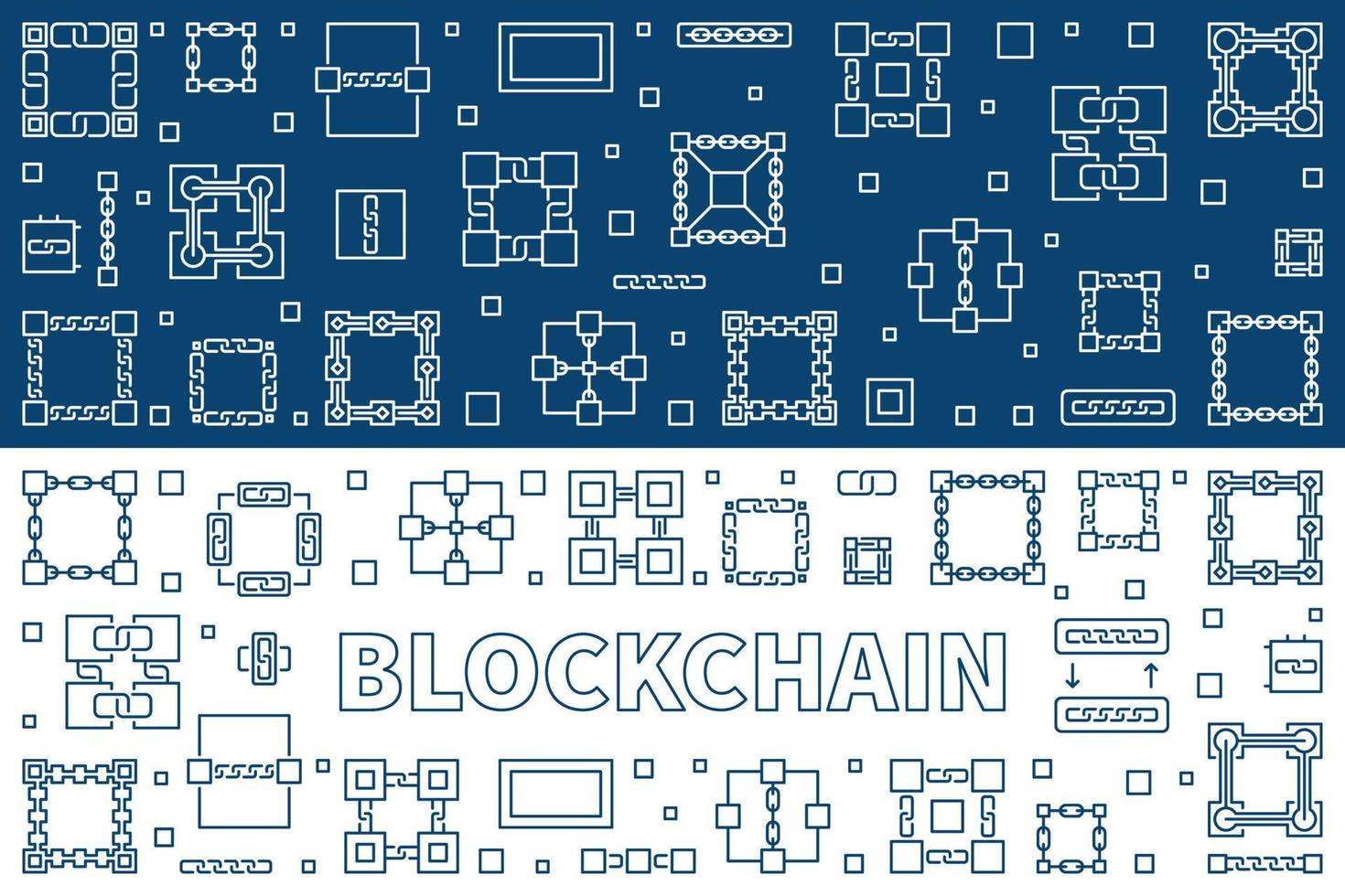 blockchain tecnologia schema striscioni. vettore illustrazione