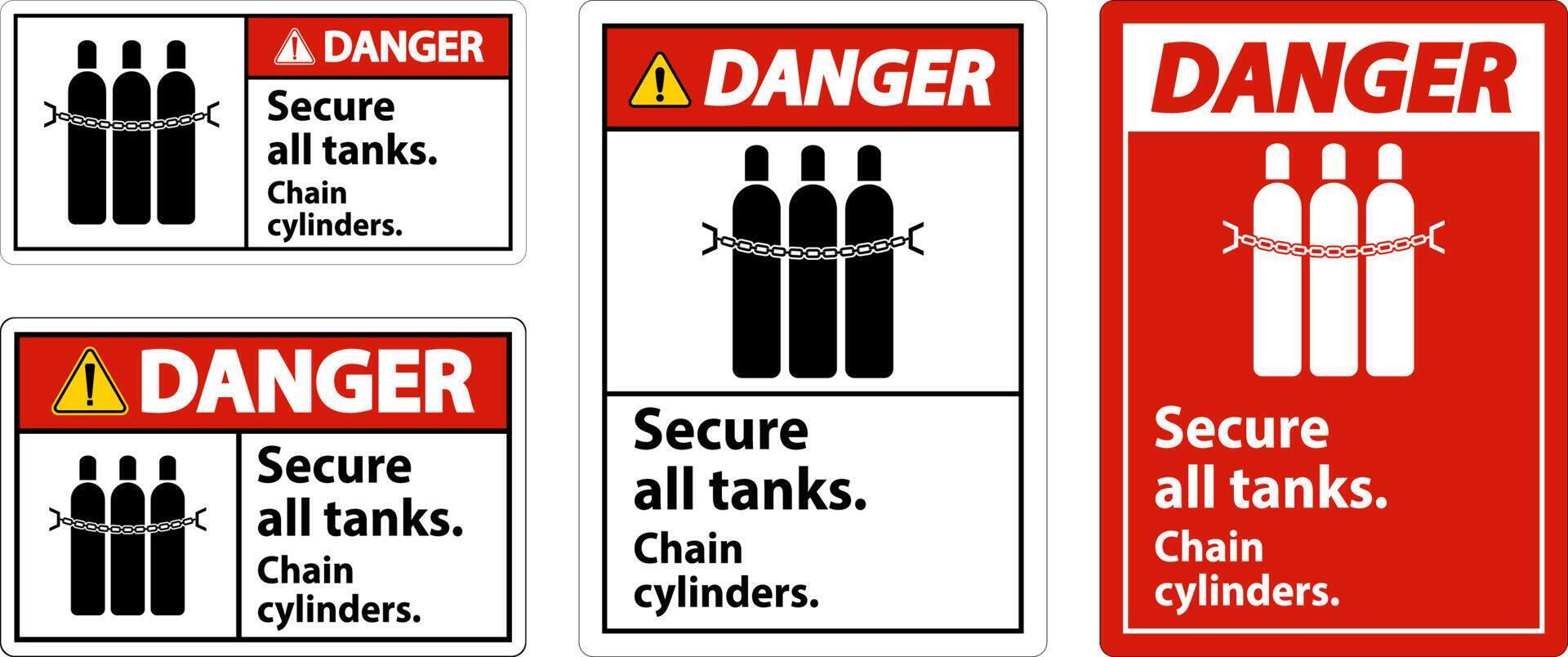 Pericolo cartello sicuro tutti carri armati, catena cilindri vettore