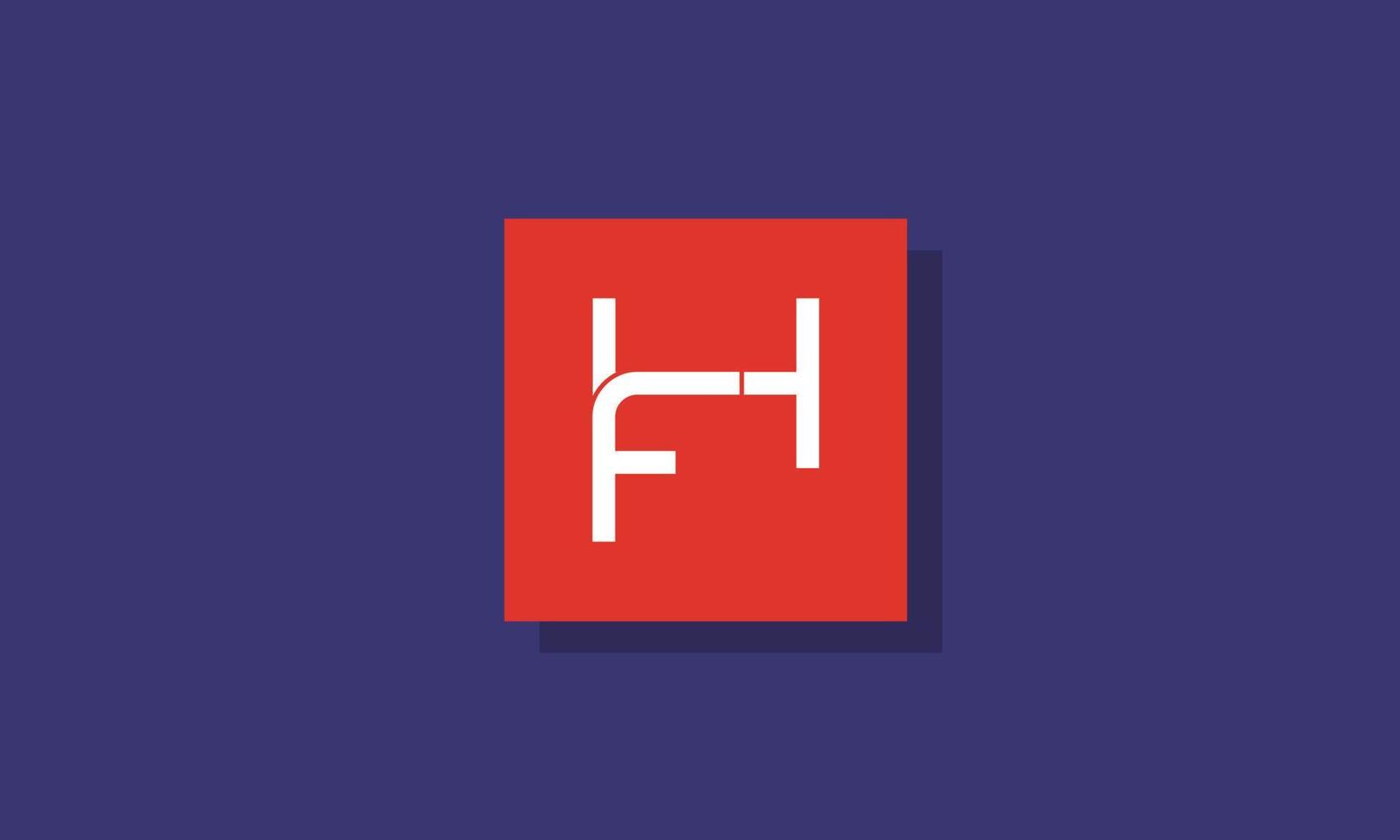 alfabeto lettere iniziali monogramma logo fh, hf, f e h vettore