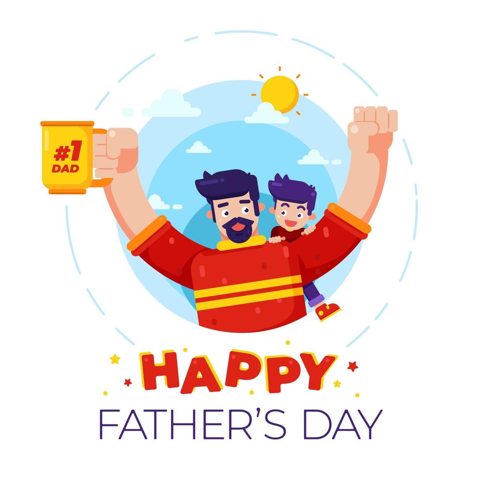 illustrazione di un padre e di un figlio, che celebra la festa del papà. vettore