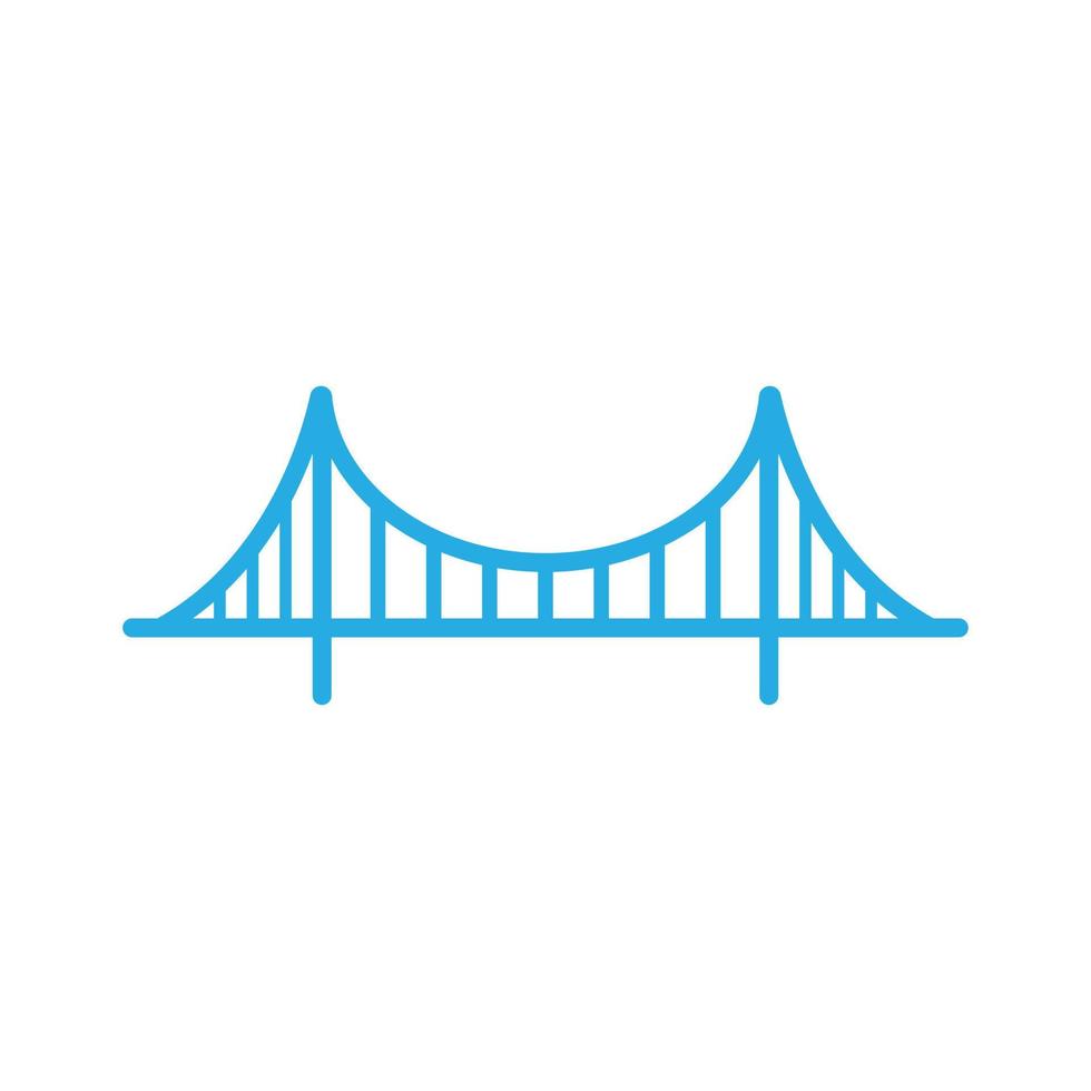 eps10 blu vettore d'oro cancello ponte linea arte icona isolato su bianca sfondo. sospensione ponte schema simbolo nel un' semplice piatto di moda moderno stile per il tuo sito web disegno, logo, e mobile App