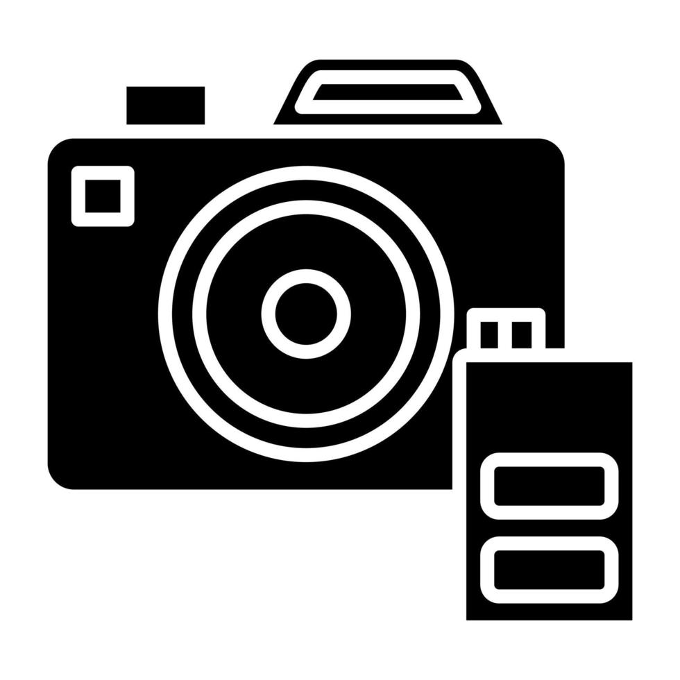 telecamera batteria icona stile vettore