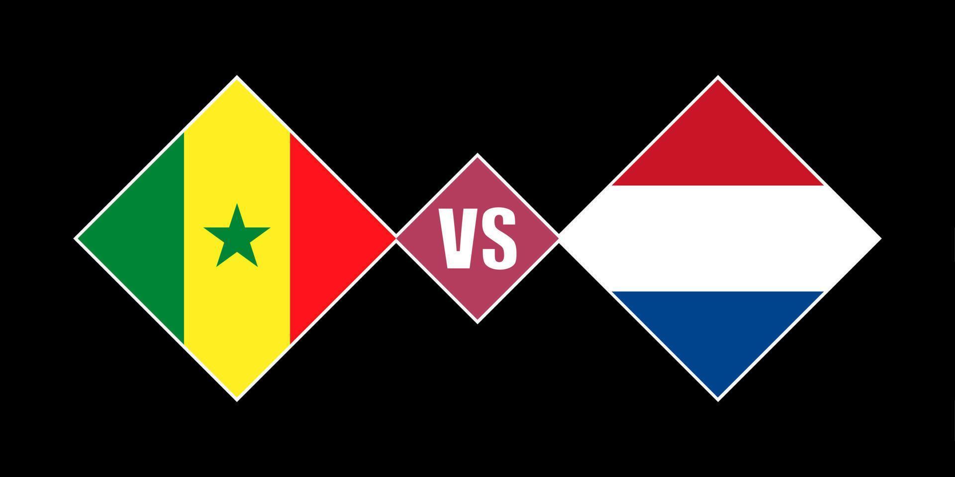 concetto di bandiera olandese vs senegal. illustrazione vettoriale. vettore