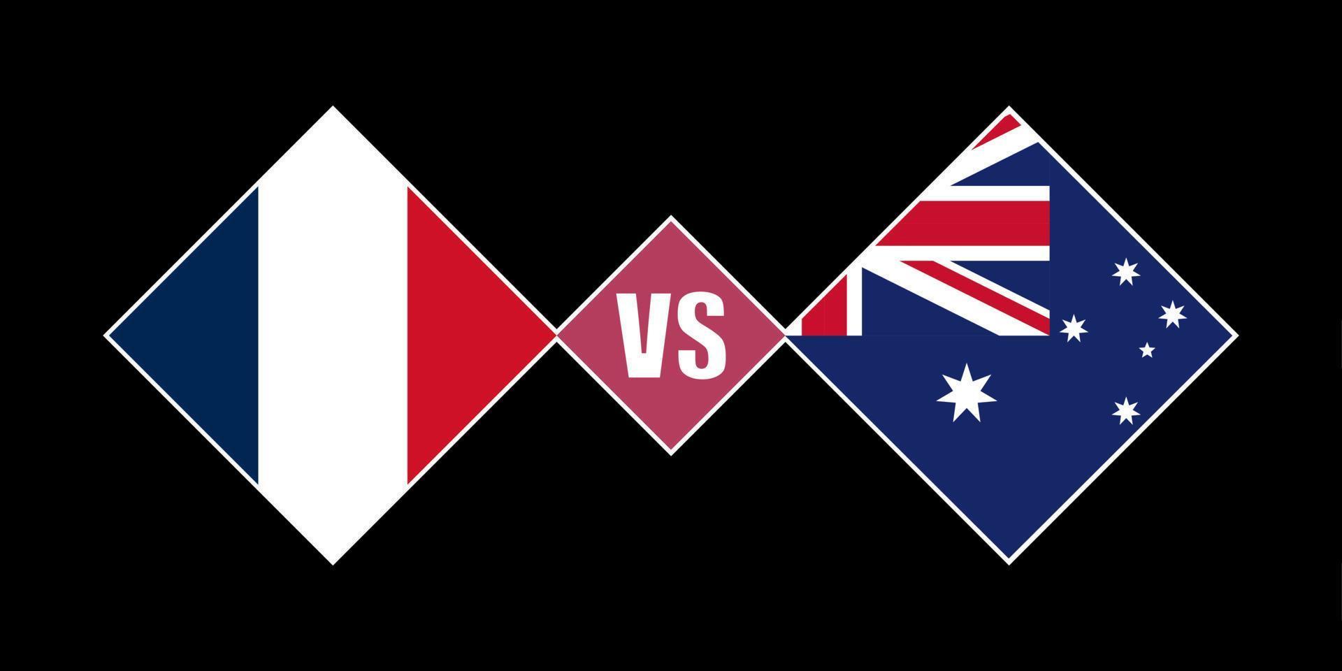 concetto di bandiera francia vs australia. illustrazione vettoriale. vettore