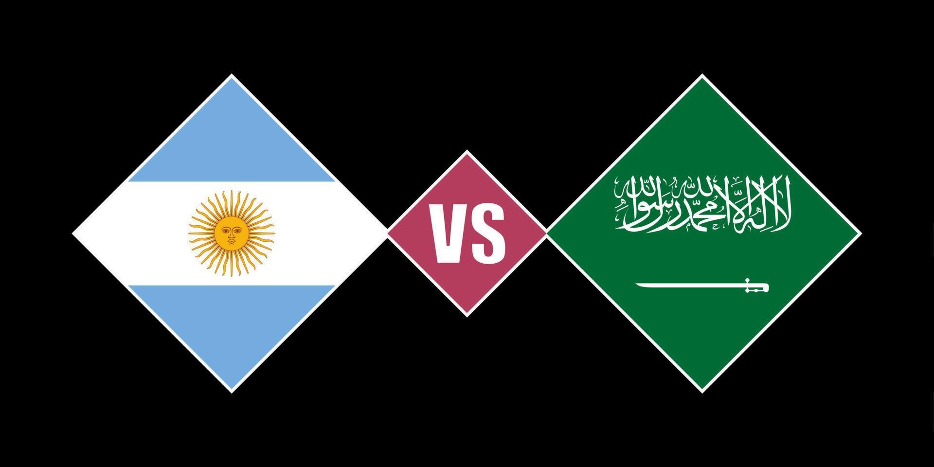 concetto di bandiera argentina vs arabia saudita. illustrazione vettoriale. vettore